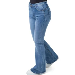 Pantaloni Jeans a zampa elasticizzati a vita alta con logo Swish Jeans