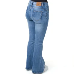 Pantaloni Jeans a zampa elasticizzati a vita alta con logo Swish Jeans