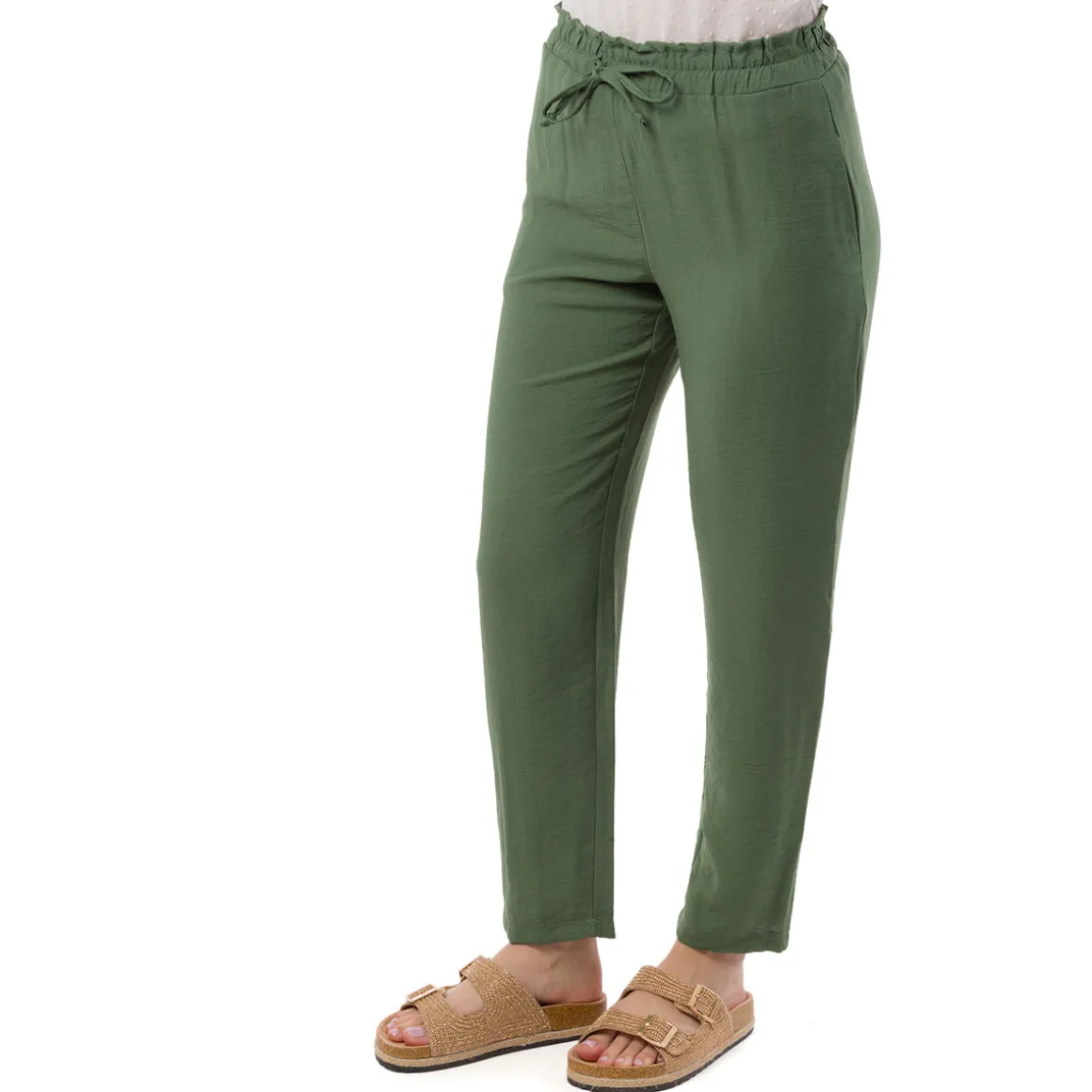 Pantaloni Leggeri Verdi da Donna con Coulisse in Vita Swish Jeans