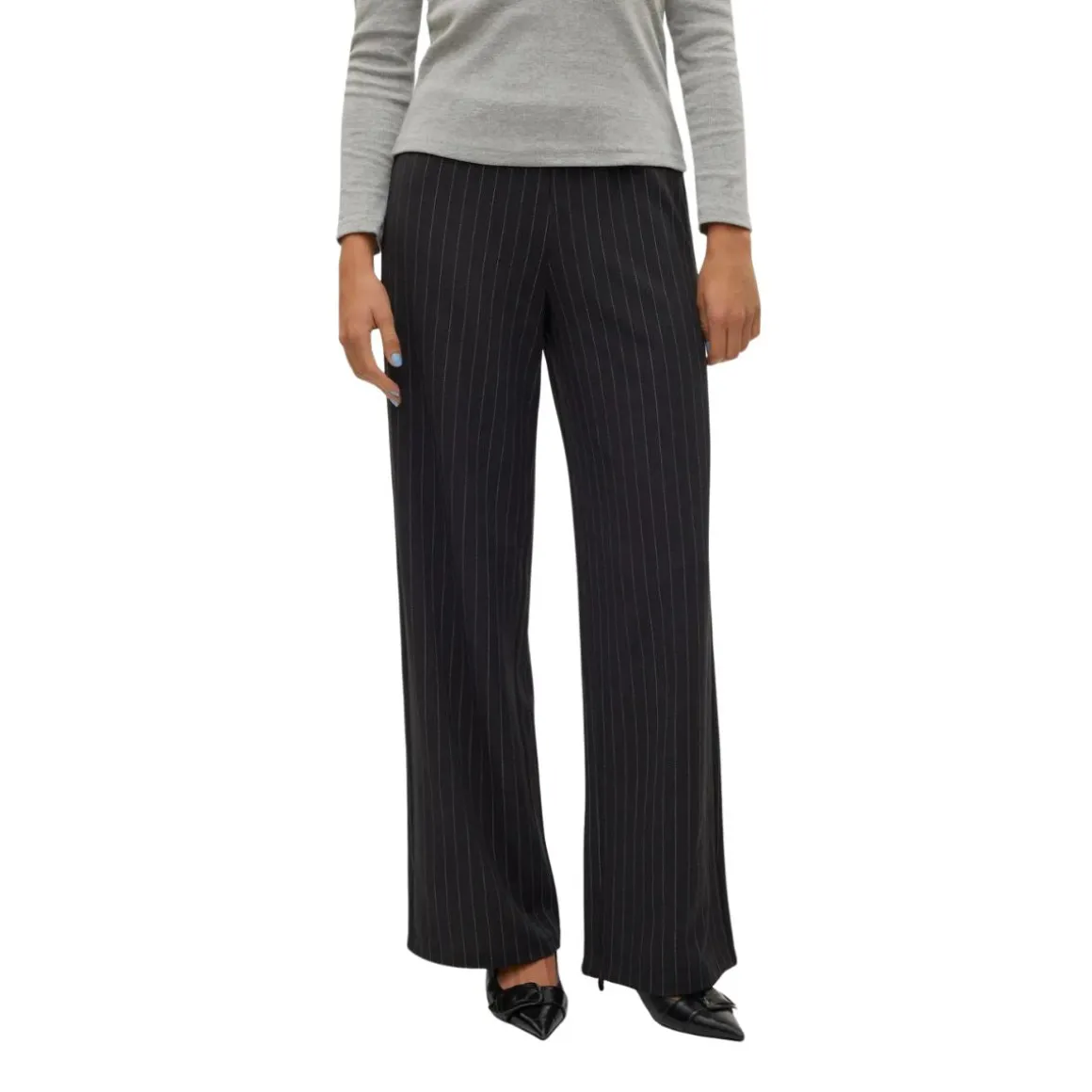 Pantaloni neri gessati in tessuto morbido da Donna Vero Moda