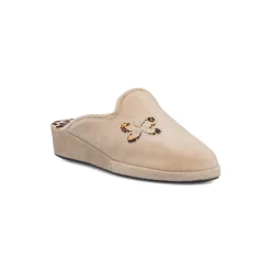 Pantofole beige da Donna con farfalla e strass decorative Stilrosa