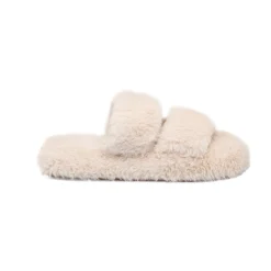 Pantofole beige da donna in pelliccia sintetica Lora Ferres