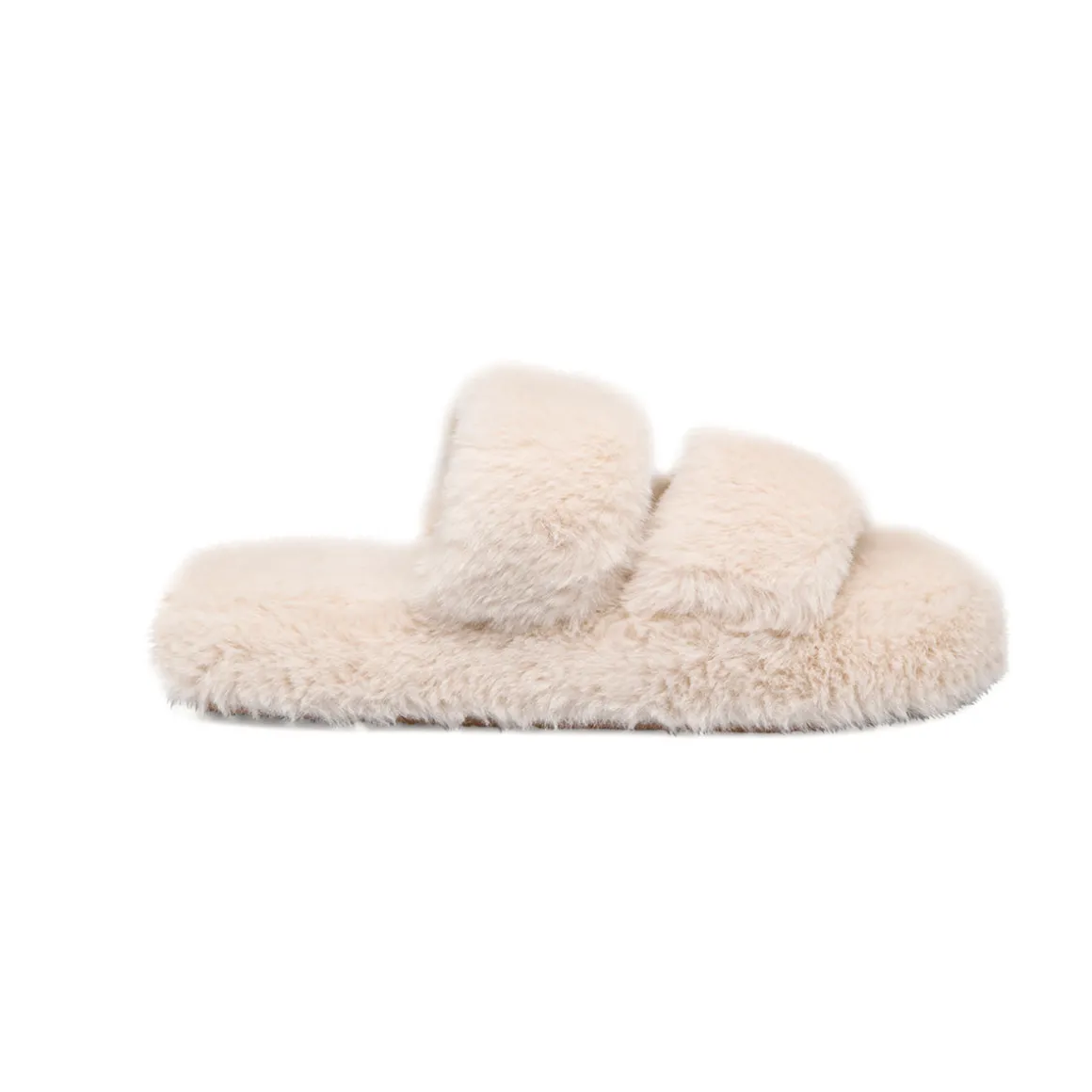 Pantofole beige da donna in pelliccia sintetica Lora Ferres