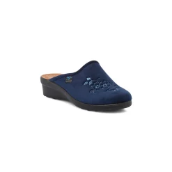 Pantofole blu da donna con ricamo floreale Fly Flot