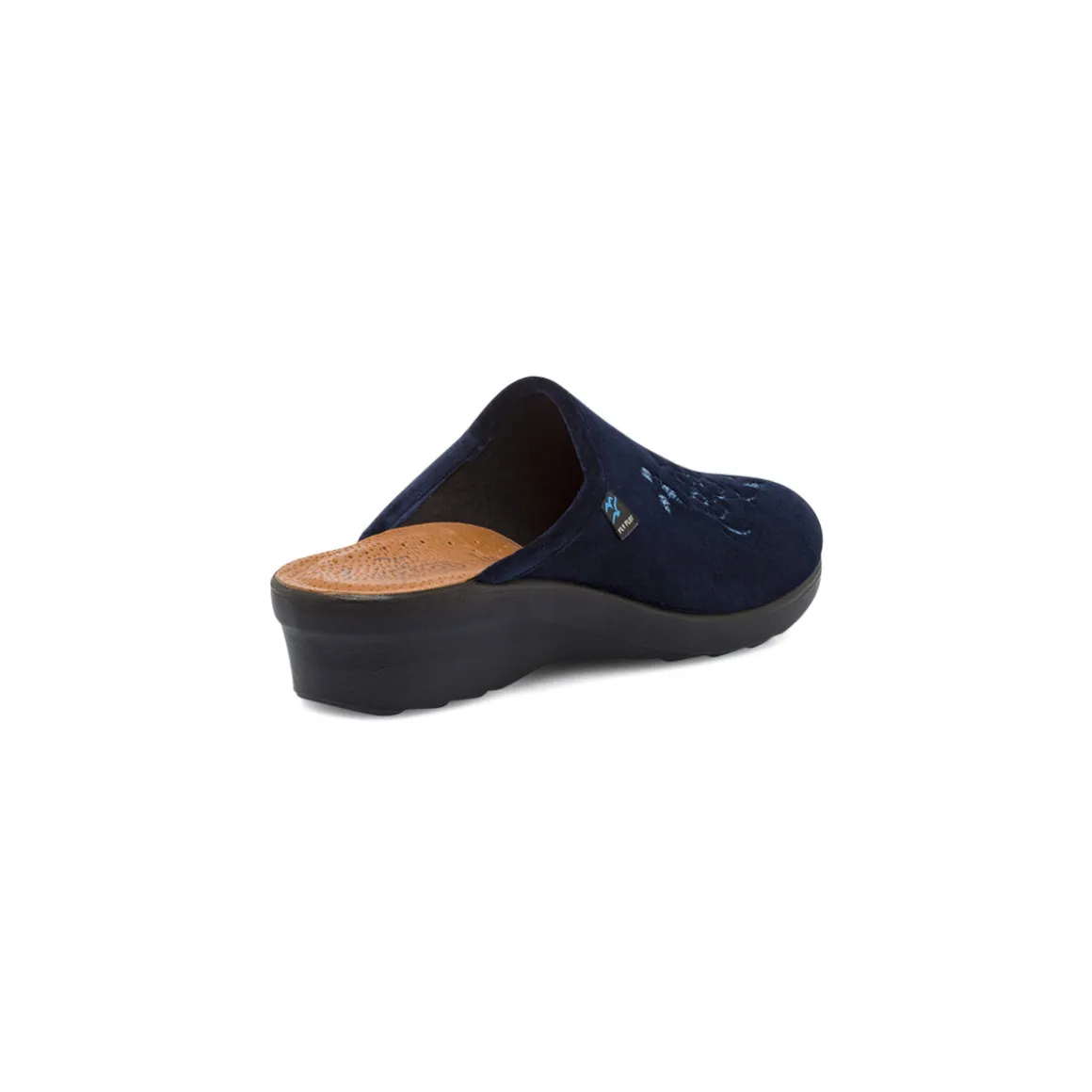 Pantofole blu da donna con ricamo floreale Fly Flot