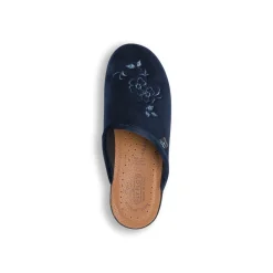 Pantofole blu da donna con ricamo floreale Fly Flot