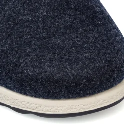 Pantofole blu da donna con cinturino bianco e fibbia Fly Flot