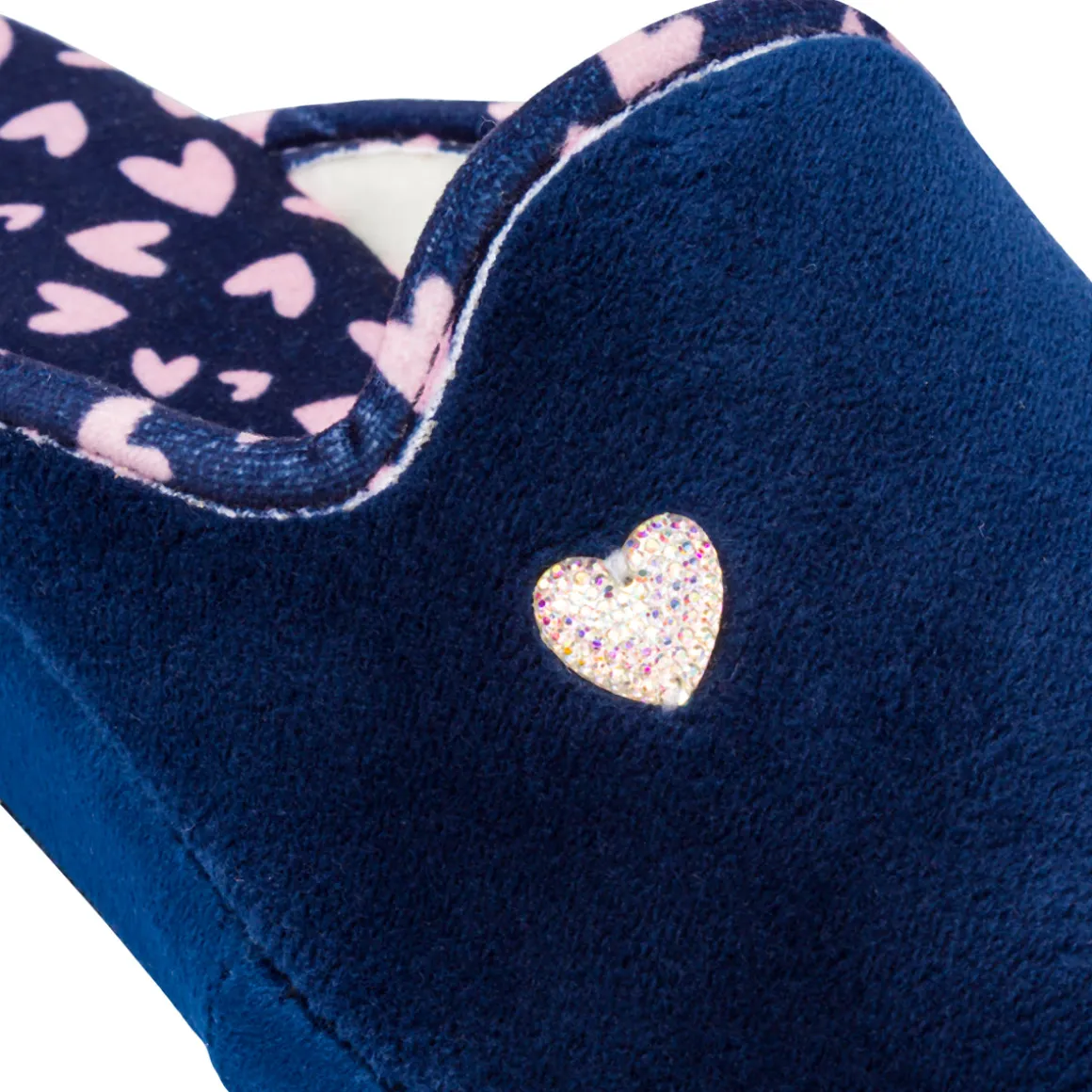 Pantofole blu da Donna con dettaglio cuoricini Stilrosa