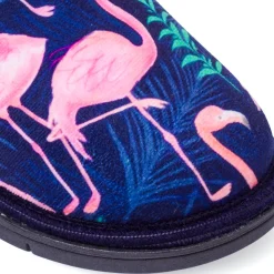 Pantofole blu da Donna con stampa fenicotteri Italia Trend
