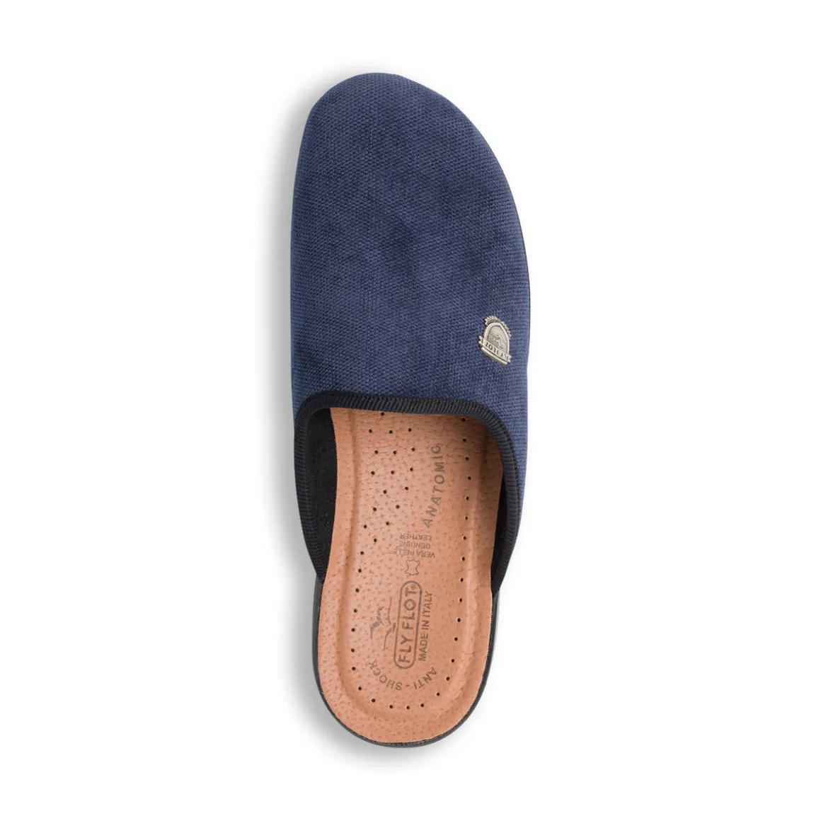 Pantofole blu da uomo con logo argento e sottopiede anti-shock Fly Flot