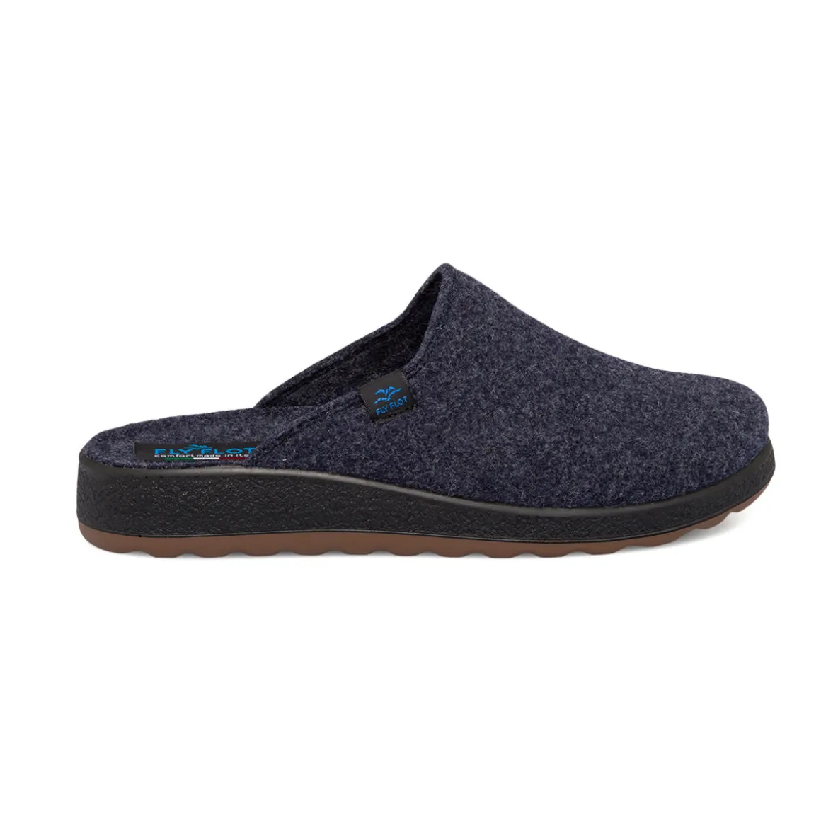 Pantofole blu in tessuto da uomo con etichetta logata Fly Flot