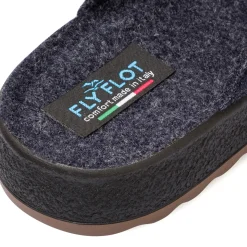 Pantofole blu in tessuto da uomo con etichetta logata Fly Flot