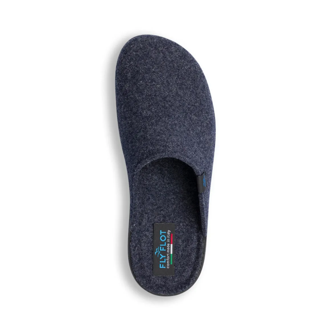 Pantofole blu in tessuto da uomo con etichetta logata Fly Flot