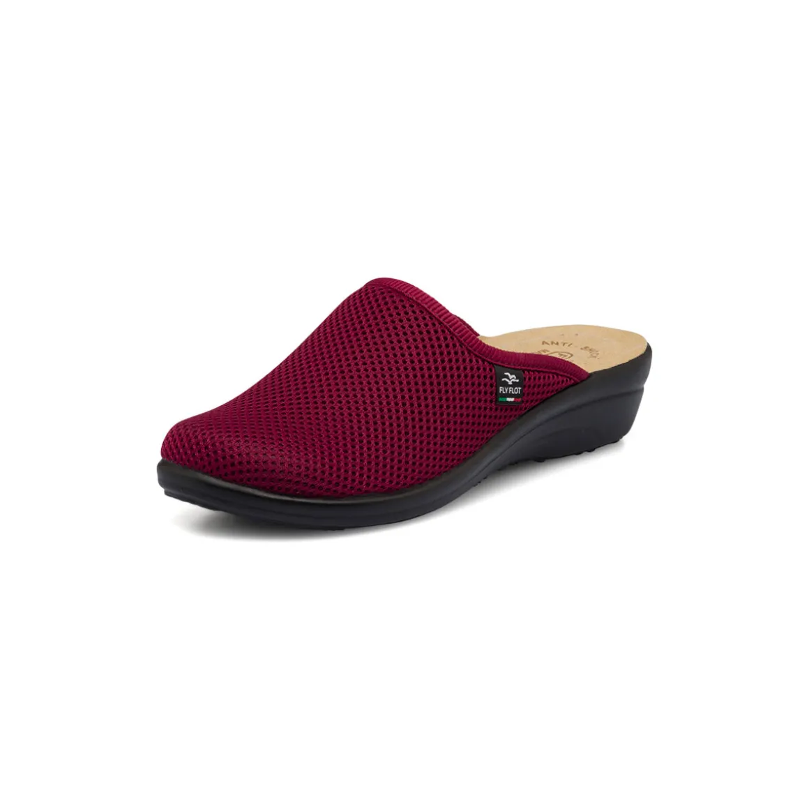 Pantofole bordeaux da donna con sottopiede anti-shock in pelle Fly Flot