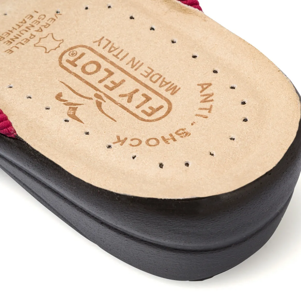 Pantofole bordeaux da donna con sottopiede anti-shock in pelle Fly Flot