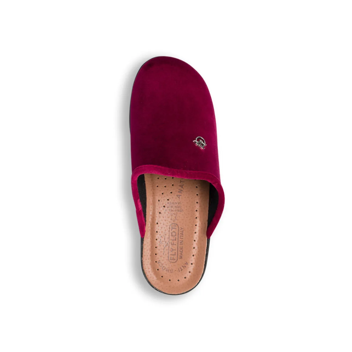 Pantofole bordeaux da Donna in pelle effetto velluto Fly Flot
