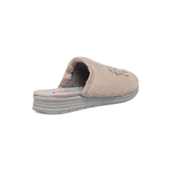 Pantofole da donna beige con ricamo di gattini colorati Tiglio