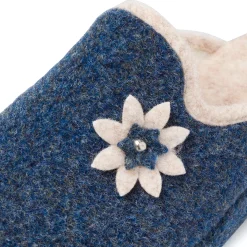 Pantofole da Donna Blu con Fiore Decorativo Stilrosa