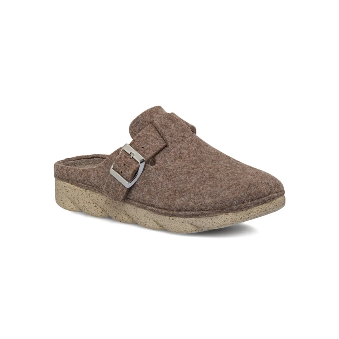 Pantofole da donna Flex'is taupe in feltro con soletta in pelle