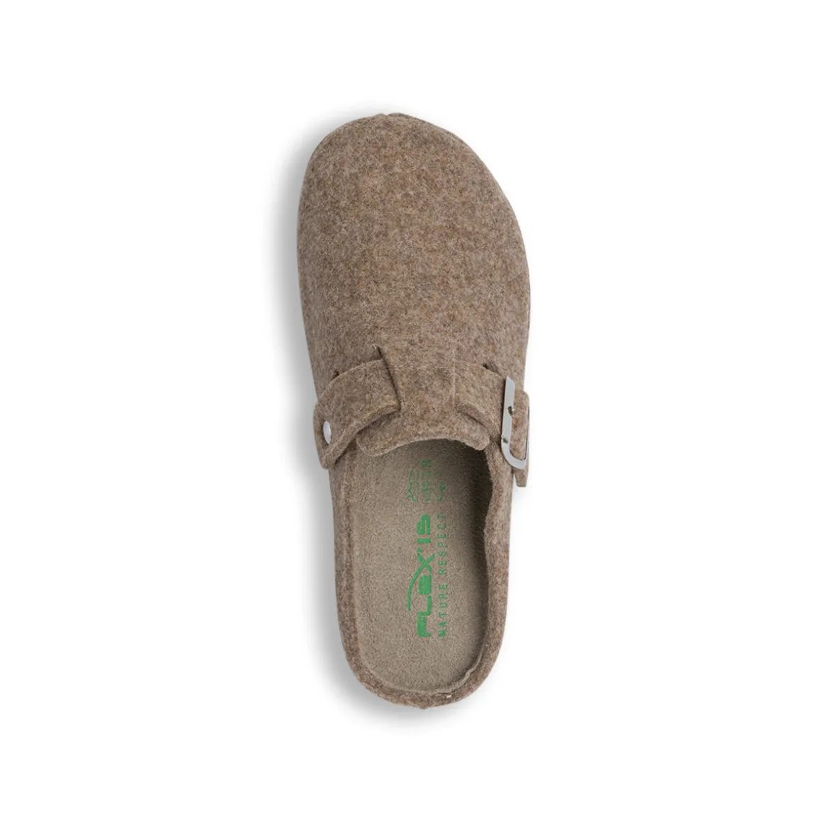 Pantofole da donna Flex'is taupe in feltro con soletta in pelle