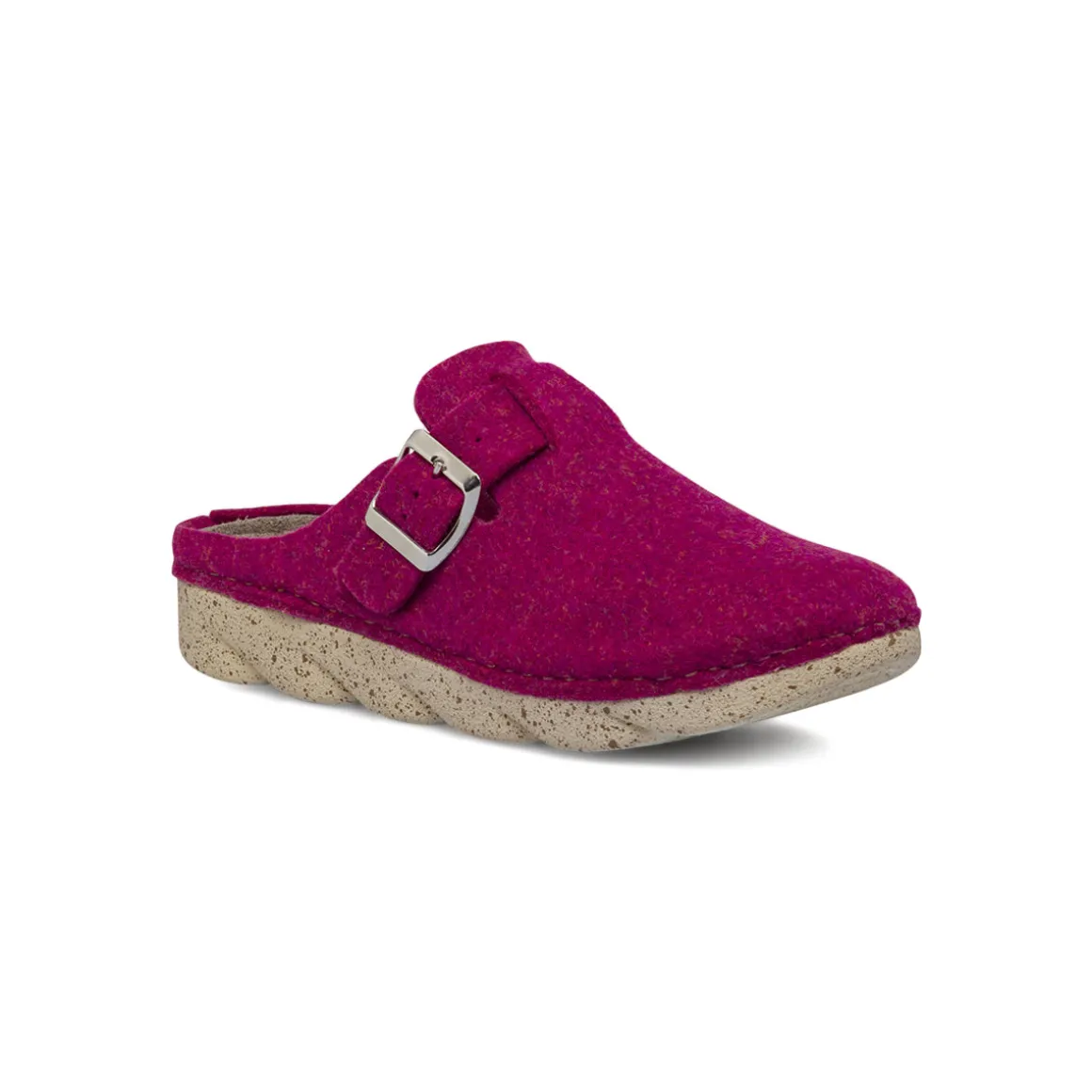 Pantofole da donna fucsia in feltro e fibbia Flex'is