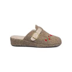 Pantofole da Donna in feltro con fiori e fibbia