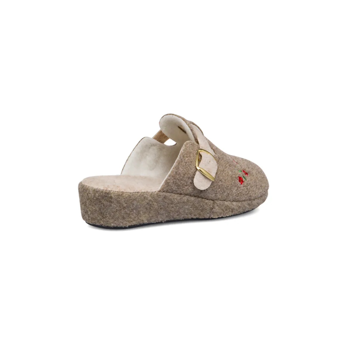 Pantofole da Donna in feltro con fiori e fibbia