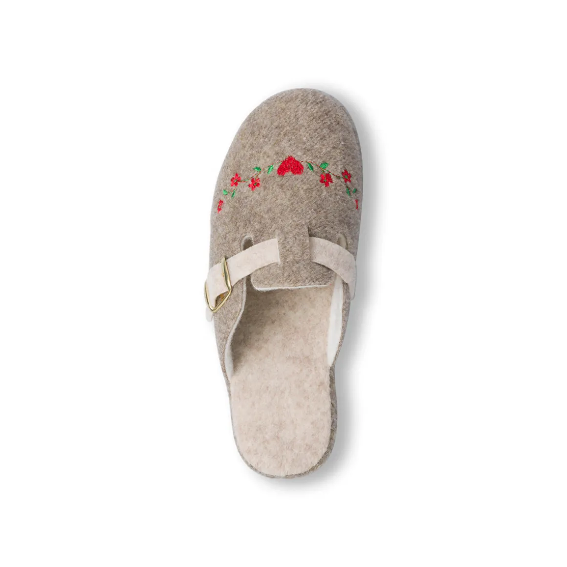 Pantofole da Donna in feltro con fiori e fibbia