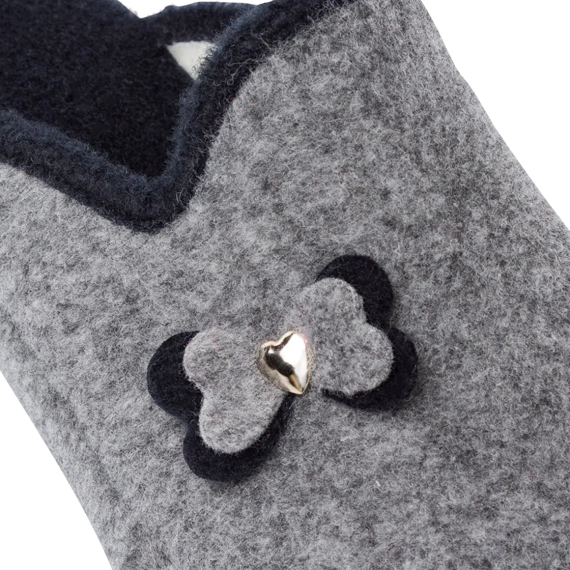 Pantofole da Donna in feltro grigio con fiocco Stilrosa