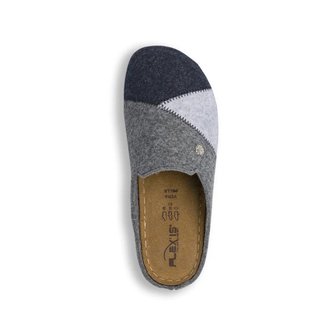 Pantofole da Donna in feltro grigio e blu Flex'is