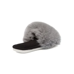 Pantofole grigie da donna in pelliccia sintetica Lora Ferres