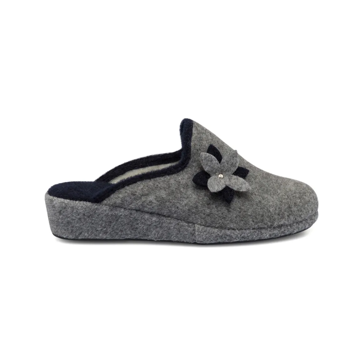 Pantofole grigie da donna con fiore Stilrosa