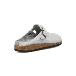 Pantofole grigie in tessuto da donna con cinturino e fibbia Tè Verde