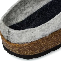 Pantofole grigie in tessuto da donna con cinturino e fibbia Tè Verde