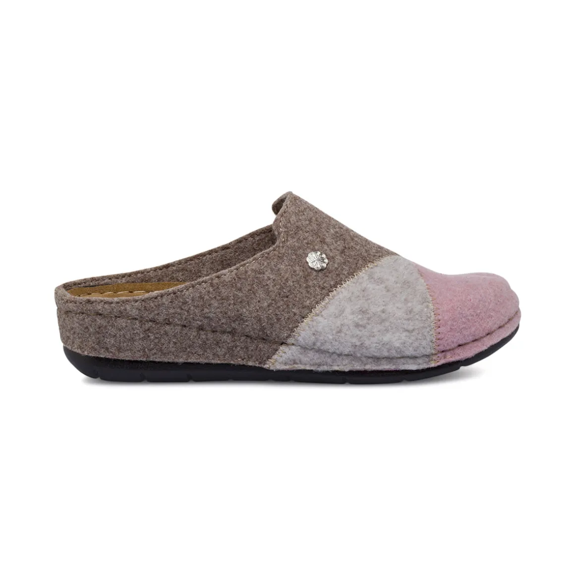 Pantofole in feltro bicolore rosa e beige da Donna Flex'is
