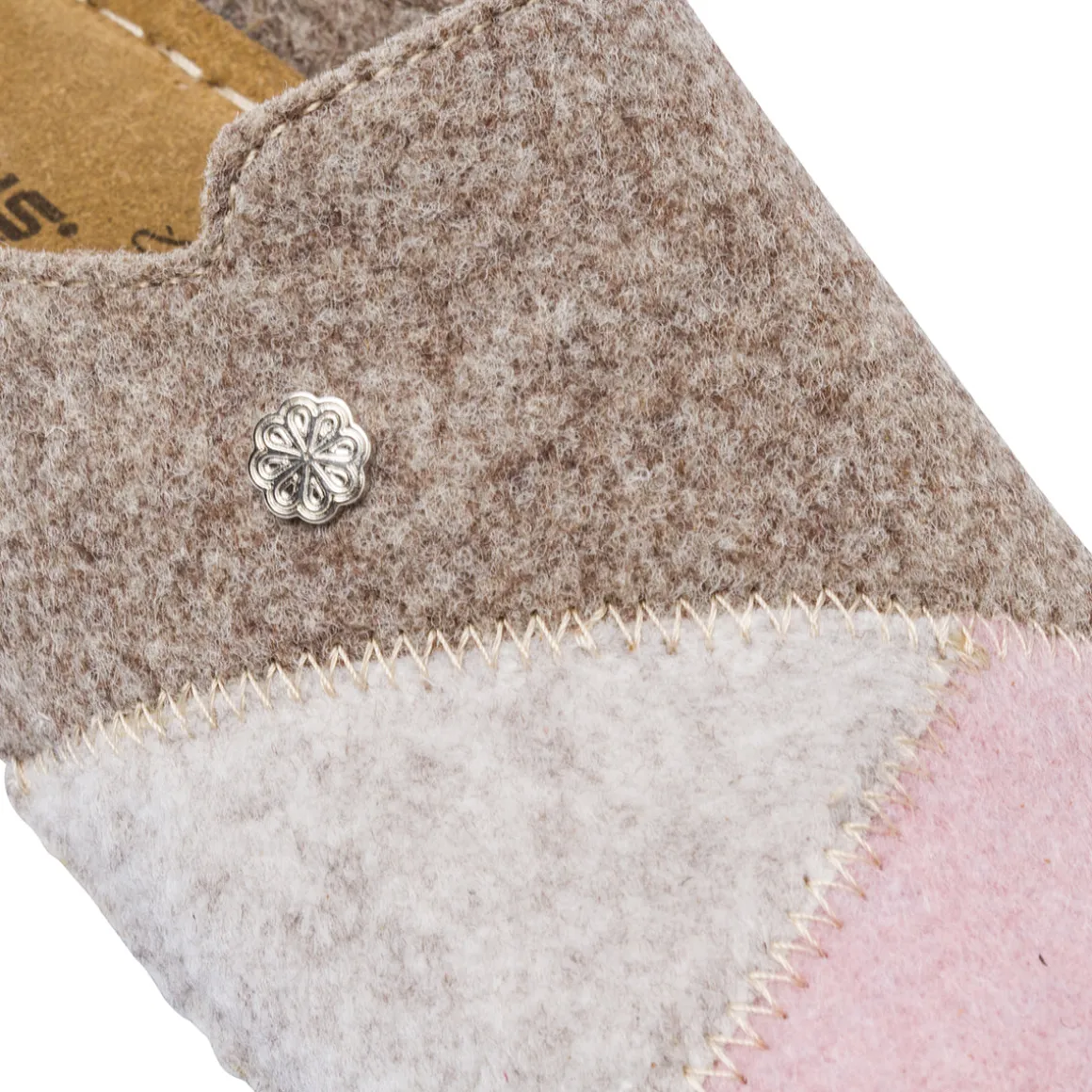 Pantofole in feltro bicolore rosa e beige da Donna Flex'is
