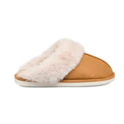 Pantofole marrone chiaro da donna con pelliccia sintetica Lora Ferres