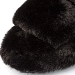 Pantofole nere da donna in pelliccia sintetica Lora Ferres