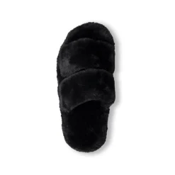 Pantofole nere da donna in pelliccia sintetica Lora Ferres