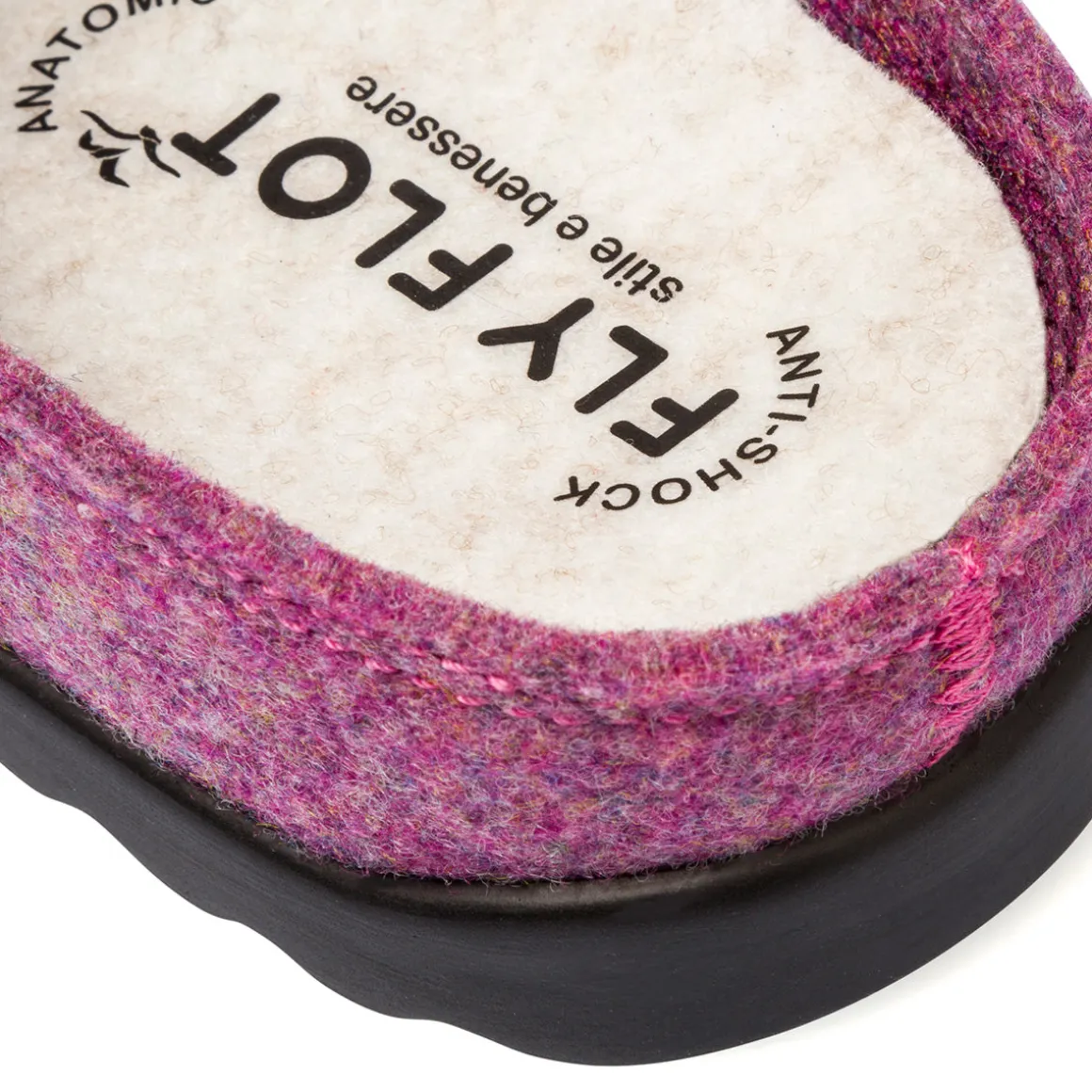 Pantofole rosa in tessuto da donna con sottopiede anti-shock Fly Flot