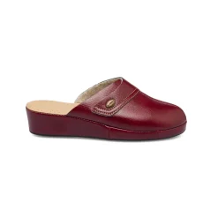 Pantofole rosso bordeaux da donna con sottopiede in pelle Stilrosa