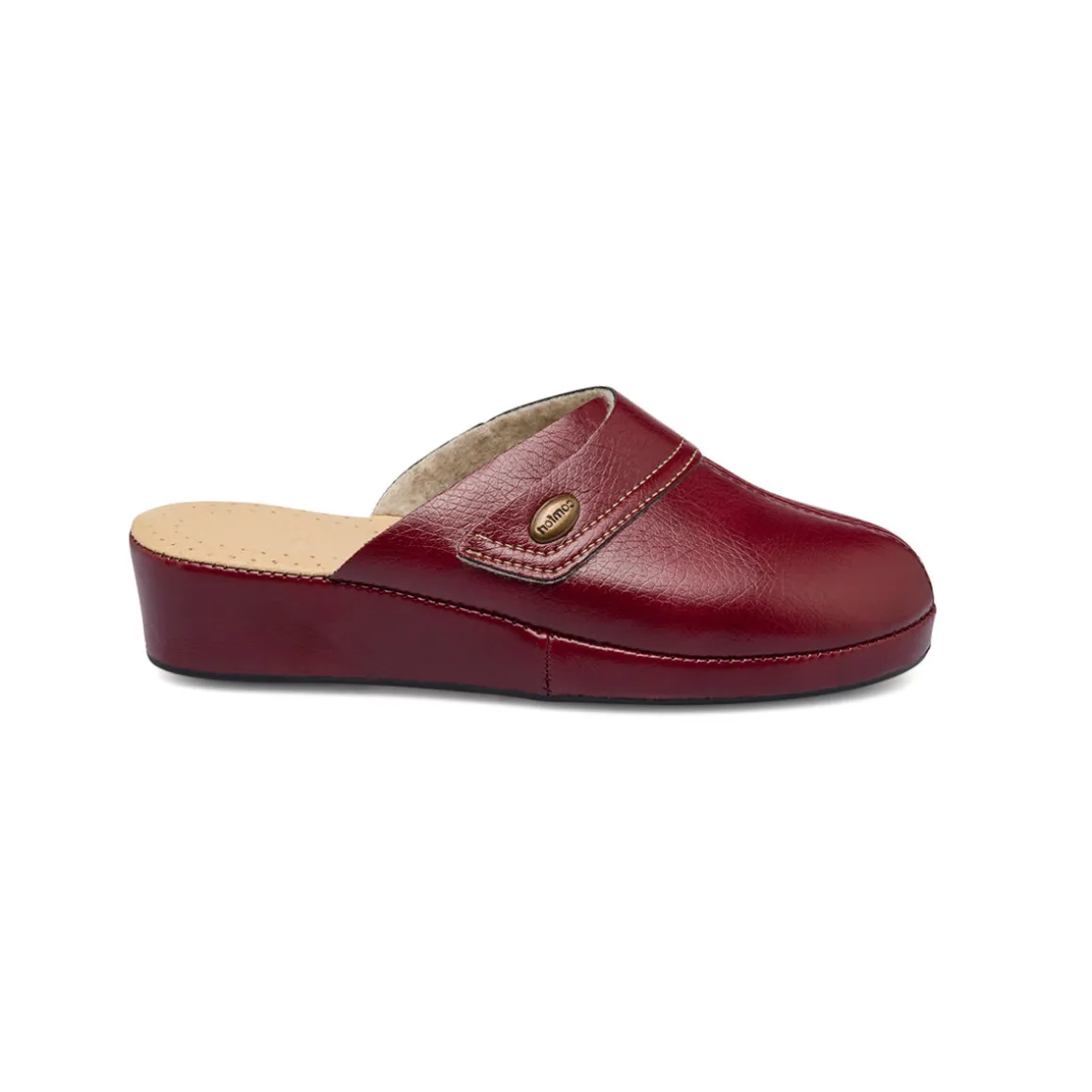 Pantofole rosso bordeaux da donna con sottopiede in pelle Stilrosa