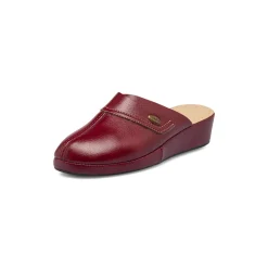 Pantofole rosso bordeaux da donna con sottopiede in pelle Stilrosa