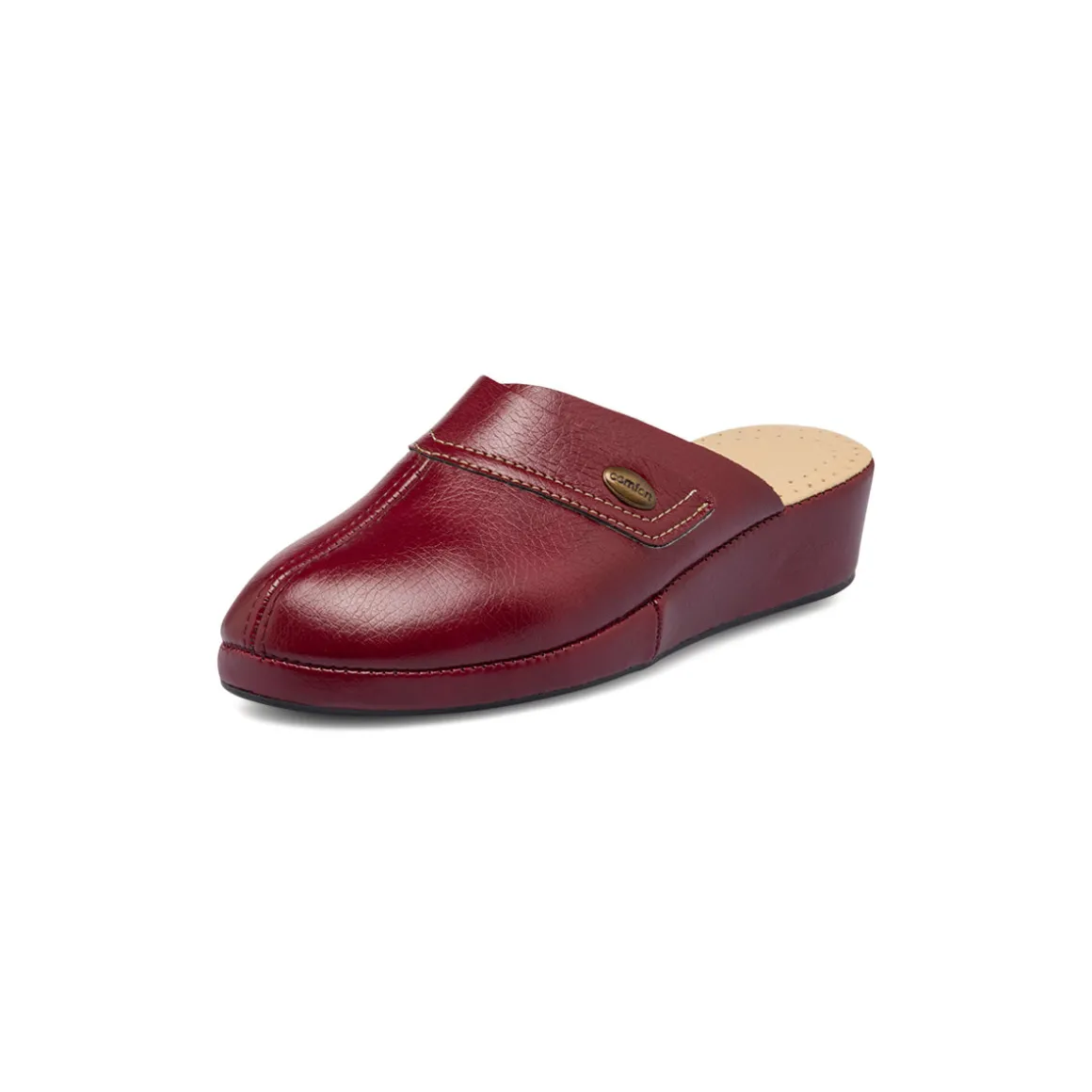 Pantofole rosso bordeaux da donna con sottopiede in pelle Stilrosa