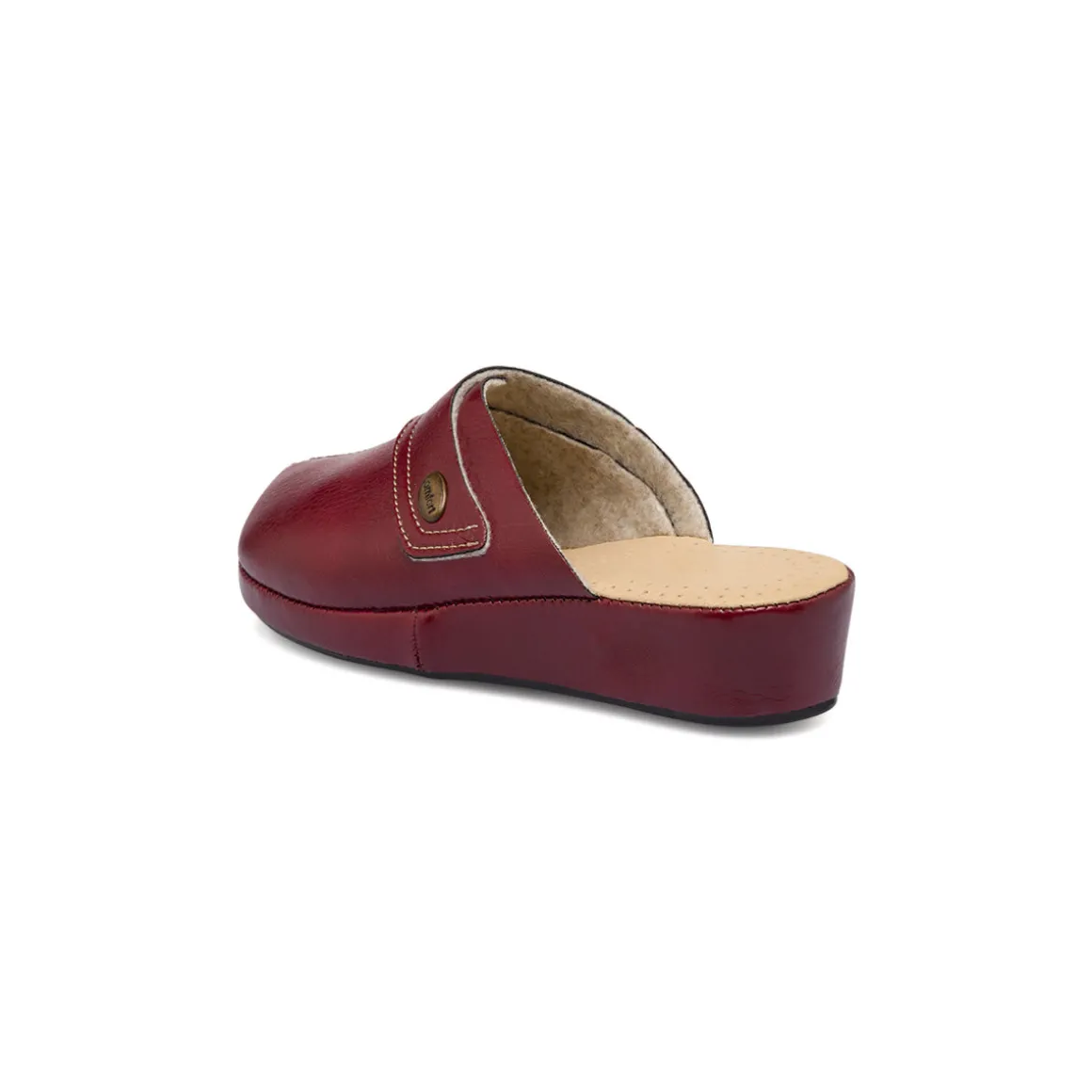 Pantofole rosso bordeaux da donna con sottopiede in pelle Stilrosa