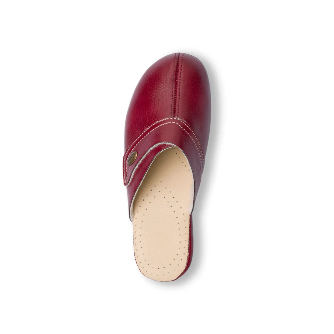 Pantofole rosso bordeaux da donna con sottopiede in pelle Stilrosa