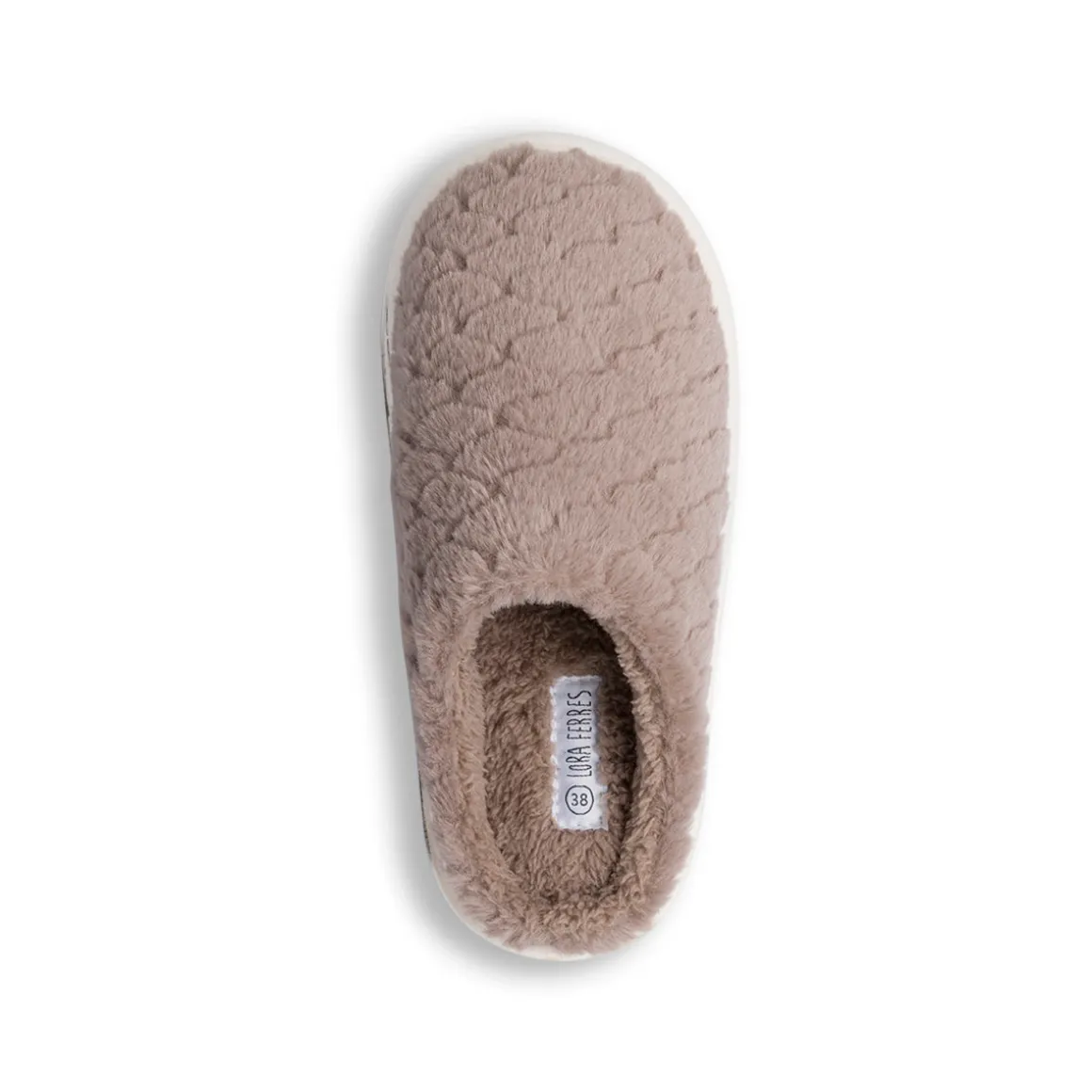 Pantofole taupe da donna in pelliccia sintetica Lora Ferres
