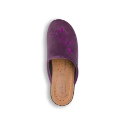 Pantofole viola da donna con ricamo floreale Fly Flot