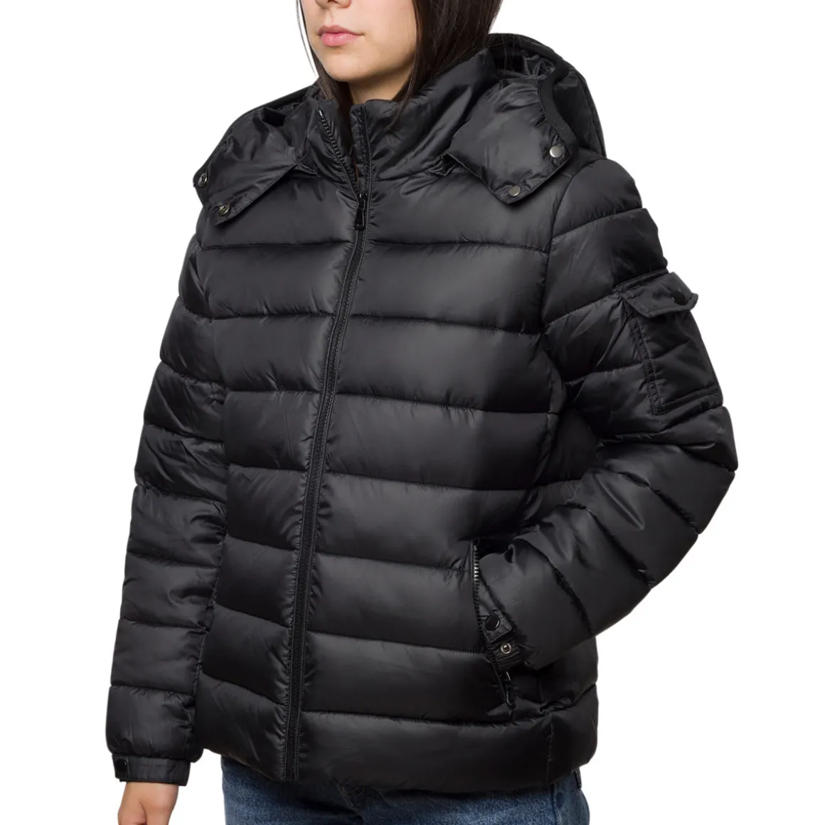 Piumino nero da donna con chiusura a zip Lora Ferres