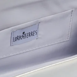 Pochette da donna argento con glitter e con logo Lora Ferres